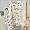 Blankets Swaddling Thick bean fleece double-sided baby blanket swaddle childrens blanket cartoon soft and comfortable newborn quilt autumn winter Y240411