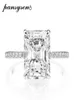 Pansysen Real 925 Sterling Silver Emerald Cut Created Moissanite Diamond Wedding Rings For Women Luxury Voorstel verlovingsring C1688509