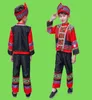 Стадия ношения детей китайский древний хмонг Miao Costume Boys Print Folk Hanfu Flouge Set Set Trantera Festival Performance9953222