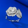 Clusterringen Wong Rain Luxury 925 Sterling Silver Flower Lab Sapphire edelsteen romantische ring voor vrouwen bruiloft verloving sieraden geschenken