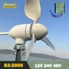 風力タービンジェネレーター2000W 48V 24V 12V風車horizo​​ntawindジェネラットキットフリーエネルギーと家庭用MPPTコントローラーと代替