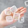 Mini plastförvaringslåda fyrkantig transparent vänd bärbar piller container smycken hållare örhängen liten förpackningsdisplayfodral