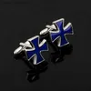 Cuff Links 1 Pair Classical Fashion Blue Cross Cufflinks Mens Easter Days Gift crucifix Cuff Links Fashion Religious Christian jewelry Y240411