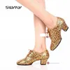 Танцевальная обувь Swyivy Women Latin Leopard Print Square Cronders 2024 Мягкий бальный зал для