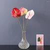 Kwiaty dekoracyjne moda Fałsz Anthurium pojedyncza gałąź fałszywa przyciągająca wzrok dekorat stołowe elementy sztuczne