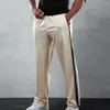 Calça masculina cintura elástica esportiva lateral lateral casual homem de comprimento completo treinamento de academia de ginástica jogging pernas largas calças de moletom