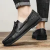 Casual Shoes Men Quality Leather Loafers Genuine Business Dress Slip On Outdoor Driving Foot Covering Bean