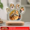 사진 텍스트와 함께 맞춤형 나이트 램프 선물 사진 텍스트 애완 동물 기념 라이트 애완 동물 애호가 선물 독특한 나이트 라이트 선물 개를위한 나무 기반