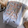 Scarves Warm Cashmere Blend Mujer Bufanda Scarf Vintage Echarpes Embroider Flower Poncho Cape Thick Kerchief