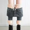 Женские джинсы 2024 весна и осень высокая талия черная для плотной подсадной стройные ноги с удлиненными карандашными брюками с утолщенным бархатом