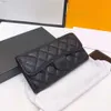 Klasik mini flep havyar deri cüzdan çantaları Buzağının gerçek telefon kartı tutucu fermuar torbası çoklu pochette kapitone bifold lüks tasarımcı çantası 19x10cm