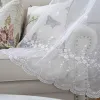 Französische weiße ästhetische Tüllvorhang für Wohnzimmer romantische 3D -geprägte Blumenblume bestickte belle Voile -Vorhänge für Schlafzimmertür