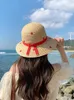 Chapeaux à bord large Faishon Raffia Paille pour femme d'été coréenne de l'été de la crème solaire Vintage Beach Vacation Sun Flower