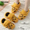 Tiere Herbst Winter Kinder Kinder Hausschuhen Jungen Mädchen Cartoon Tiger Innenschuh Baby Kleinkinder warm warmes Plüsch Anti -Skid -Kinder weiche Pantufflas