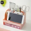 4 Färg Desktop Organisator stor kapacitet Desk Tillbehör Penhållare med låda Pencil Storage Box School Office Stationery NYTT