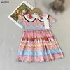 Classics Girls Party Dress Designer Designer Abbigliamento taglia 90-140 cm Pattern Rabbit Stampa per bambini Flip Collar Design Abito da principessa 24pril