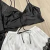 Sexy pizzo da sonno abbronzatura top a v-neckline womens sleep abbigliamento a due pezzi set pigiami shorts abita bianche