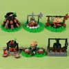 MOC Military Bonfire Building Blocks WW2 Army Soldiers Figurer Tent Airdrop Box Candle Campfire Weapons Food Chicken Bricks Toys