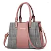 Shoulder Bags 2024 Ladies Office Handbag Fashion Bag Houndstooth Stitching Womens Messenger Wild Female Purses