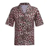 Sexy leopard estampa de camisa havaiana 2023 verão novo curto seleeve shirt shirts de praia seca de férias aloha festa rosa blusa