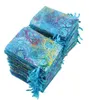 100st Blue Coral Organza Bags 9x12cm liten bröllopspresentpåse söta godis smycken förpackningspåsar dragsko påse6736769