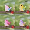 Figurines décoratives 4pcs ornements d'oiseau de dessin animé mignon