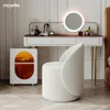 Nordic 360° Rotating Makeup Stools Dressing Chairs Light Luxury Bedroom Cashmere Lamb Backrest Dressing Table Stool Furniture