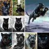 5D DIYダイヤモンドペインティングブラックパンサージャガーアニマルフルスクエアラウンドダイヤモンドモザイククロスステッチホーム装飾アート