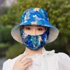 Ampia brim-cappelli pianta stampato di agricoltura stampato di lavoro agricolo anti-UV con lettere maschere secchio unisex