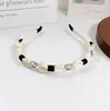 Luxury Black White Bands Headwear Girls Ctorean Ctystal Hoop Dadandas Accesorios para el cabello para mujeres Tempervenidas de tela