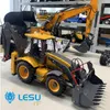 Lesu 1/14 Metal Hydraulic RC Backhoe Loader Multifunktionell AOUE BL71 Yellow Radio Control Digger Vuxna utomhusleksaker