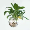 Disco Ball Planter Globo Shape espelho espelho pendurado vaso de flores cabide corda pendurada cesta de cesta boêmia vaso de decoração de jardim