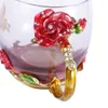 Koppar tefat 320 ml skönhet och nyhet emalj kaffekopp mugg blommor glas för kall drycker sked set perfekt bröllop