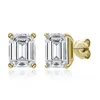 KnobSpin D VVS1 Emerald Cut Moissanite Earring S925 Sterling Sliver PLATED met 18K witte gouden oorbellen voor vrouwen fijne sieraden