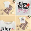 Ensembles de vêtements Toddler Girl Summer Summer Letter Crew Print Crey Neck Short Sheve T-shirts Flower Pantal