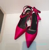 2024 Summer Rose Red Ankle Strap Pointed Dress formal shoes