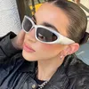 Silver y2k occhiali da sole Future Technology Sense Men Donne Trend Goggles Punk Style Sun Glasses Cateye Eye Eye Eyele Specchio nero