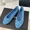 Designer schoenen Paris merk Black Ballet Flats schoenen Dames Spring gewatteerd echte lederen slip op ballerina luxe ronde teen dames kleding schoenen