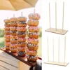 Trämonuts stativhållare Donut Party Rustic Wedding Table Decorations Donut Display Wall For Baby Shower Birthday Party Decor