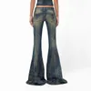 Jeans pour femmes imitation vieille pantalon de grosse flare 2024 Summer Y2k Slim Skinny High Street Hundred Take