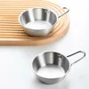 Tigelas 304 tigela de aço inoxidável conjunto para macarrão salada de frutas sobremesas de mesa coreana de mesa com punho de lanche a panela