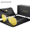 AOWEAR Classic 3025 Night Vision Glasses Women Polarized Yellow Aviation Sunglasses for Woman Men Night Goggles Driving Eyewear 240411