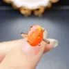 Vintage Natural Orange Fire Opal Ring October Birthstone Opal Ring 925 Silver Solitaire Ring For Women