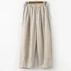Pantalon féminin gestnemature Femmes vintage Bouton droit couleur solide Couleur haute taille pantalon 2024 printemps décontracté lâche douce