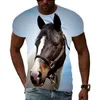 Summer Trend Horse HD Pattern Men T-Shirts Casual 3D Print Hip Hop Harajuku Personality Round Neck Tees Loose Short Sleeve Top
