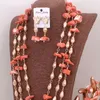 Necklace Earrings Set Dudo African Jewellery Sets For Women 2024 Nature Coral Crystal Beads Long Design