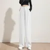 Women's Pants Wide Leg High Elastic Waisted Cotton Linen Suit Summer Slim Straight Trousers For Business Work