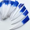36pcs asa direita/esquerda 4 polegadas Novas setas de corte de escudo Fletches plumas naturais gradiente azul de peru arco e flecha DIY