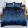 Sängkläder sätter Blue Galaxy Golden Star Linens säng dubbelsidig täcke/täcke täckning Set Twin King 220x240cm lyx för modern gåva