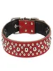 Colliers de chien laisse les laisses en cuir véritable en cuir clouté en cuir avec rivets ronds réglables pour les grandes race pour chiens de fournitures pour animaux de compagnie3300016